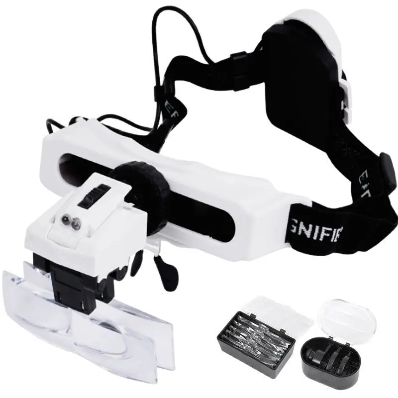 LED head-mounted reading magnifier HD Illuminated Jewelry Magnifying Glasses