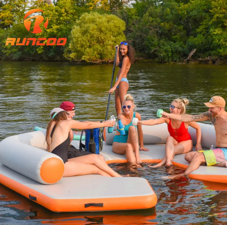 

2024 New Inflatable Floating Water Hammock Floating Party Island Water Swim-in Hangout with Backrest