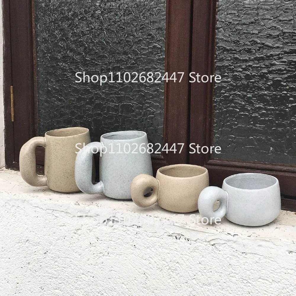 Big Ears Ceramic Mug Lovely Coffee  Nordic Home Decoration Handmade Milk Tea Cup Family Cutlery Couple Gift Lunch