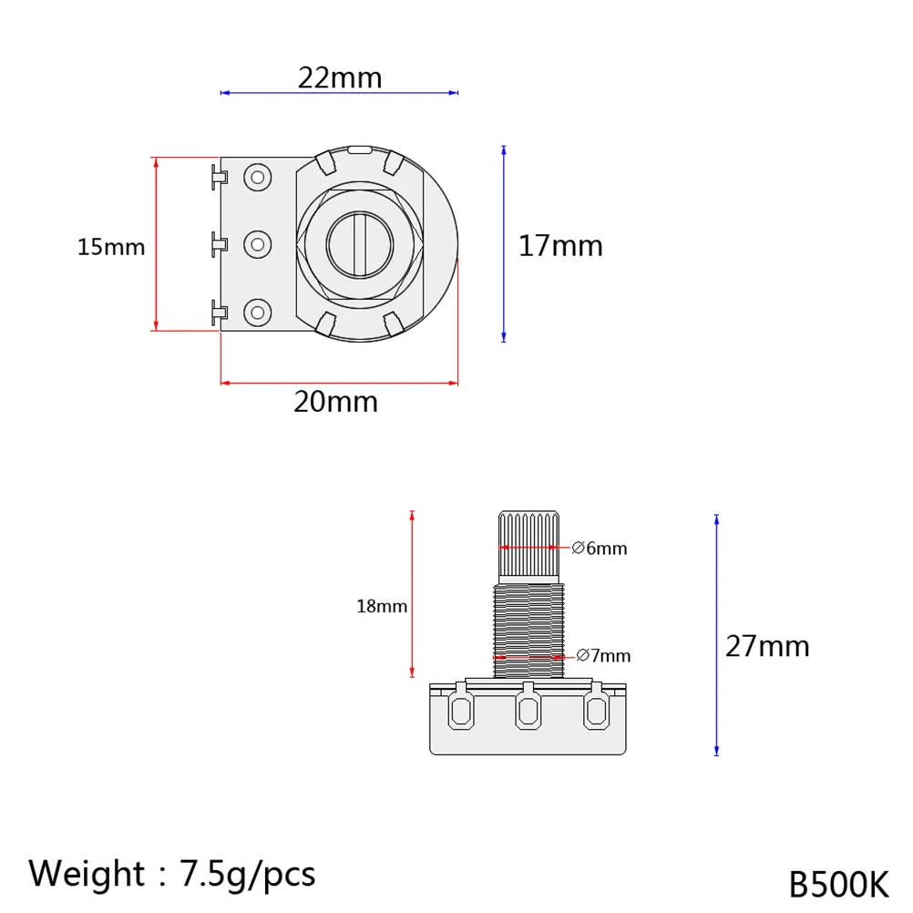 

5pcs 500k Audio Potentiometer Electric Volume Knob Pearlescent Guitar Parts Replacement Aluminum Shaft Fits Knobs