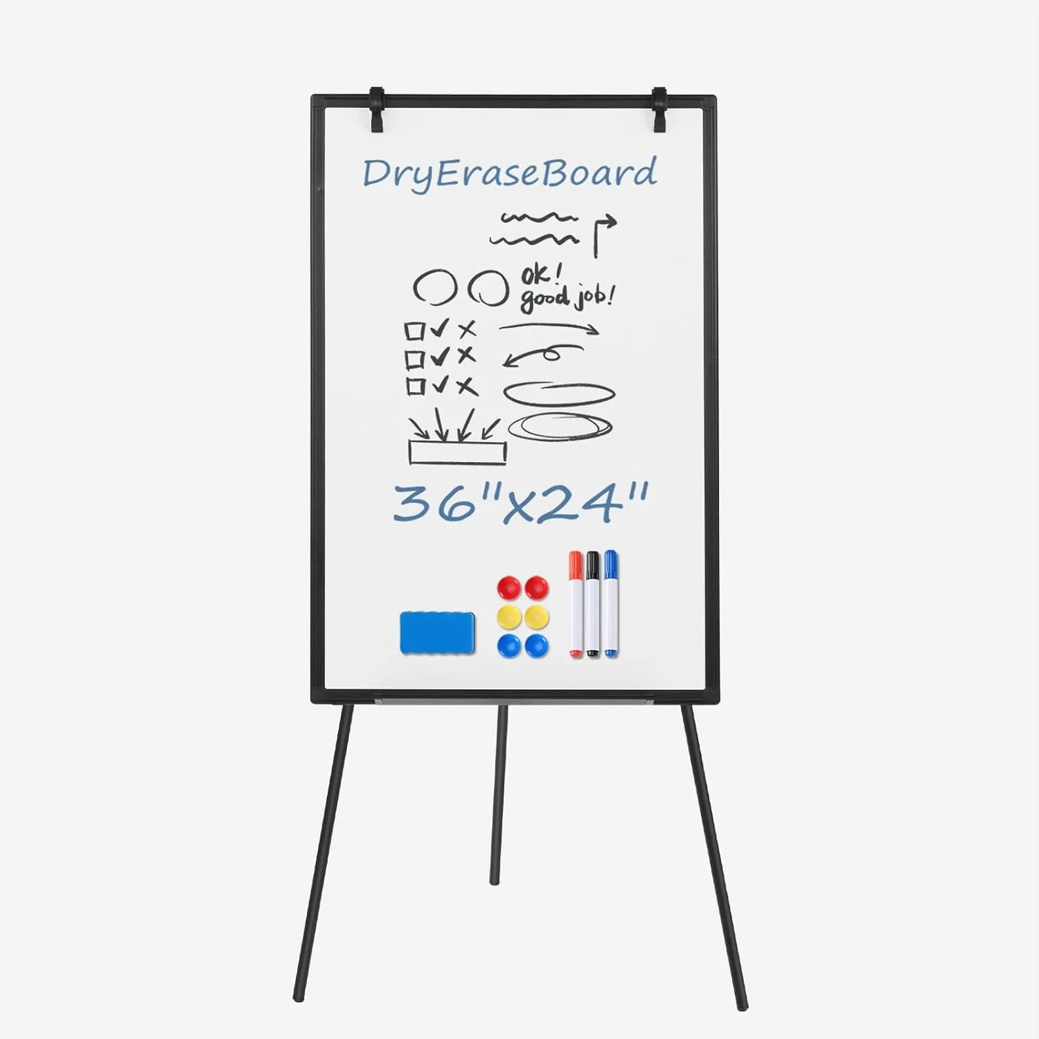 

Magnetic Whiteboard Easel 36x24 Inches, Height Adjustable Dry Erase Board with Stand for Office, School, Home, Silver Aluminum