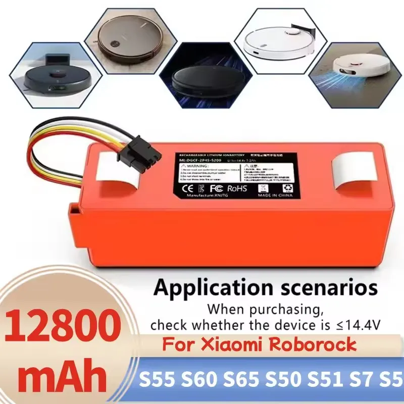 

12800mAh li-ion Battery Vacuum Cleaner accessories 14.4V for xiaomi mi SDJQR01RR SDJQR02RR SDJQR03RRE35 Xiaowa C10 E20 E35 Robot