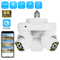 15MP Three-Lens WiFi Camera with 3-Screens E27 Bulb Waterproof Auto Tracking Smart Two-Way Audio 9MP PTZ Surveillance CCTV