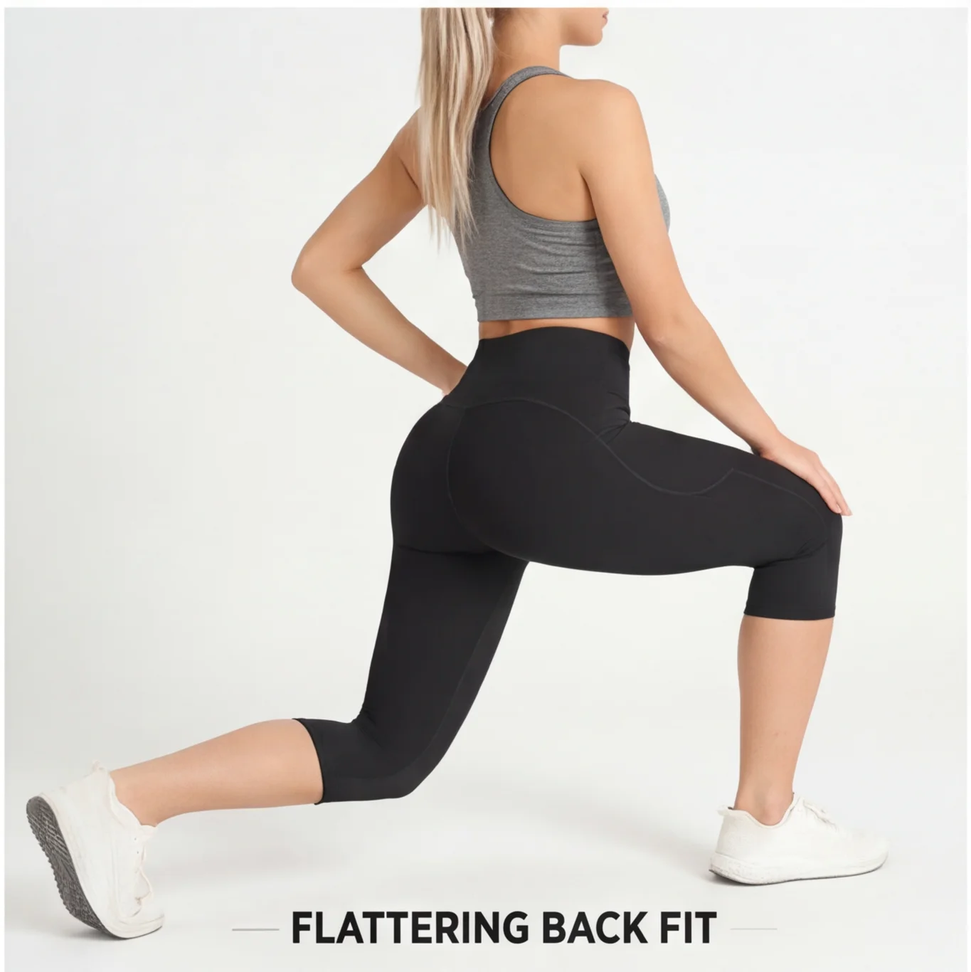 High Waist Capri Leggings for Women with Phone Pockets Soft Women Yoga Shorts Jogging Running Cycling Fitness Sportswear Solid