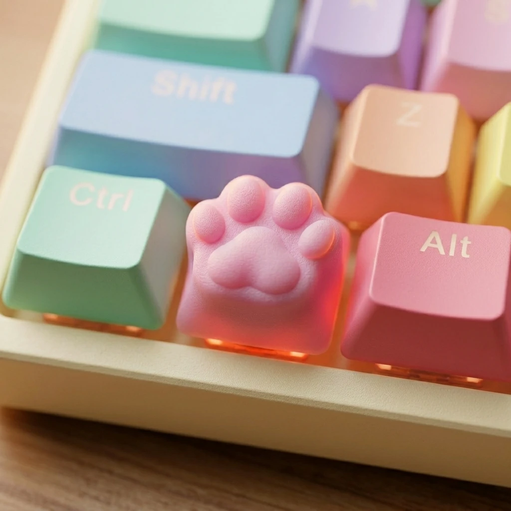Pink Cat Paw Personality Mechanical Keyboard Keycaps Custom Keycaps Cross Axis PC Gaming Keyboard Peripherals Collection Gift
