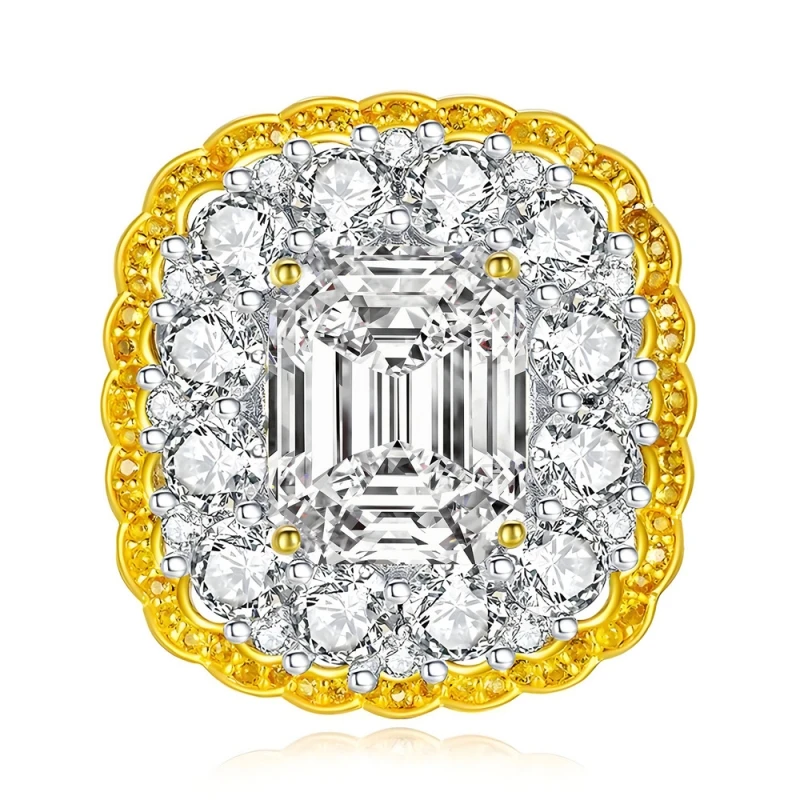 

Bellux 8ct Irregular Moissanite Diamond Rings for Women S925 Silver Lace Edge 10x12 Rectangular Ring High-end Jewelry
