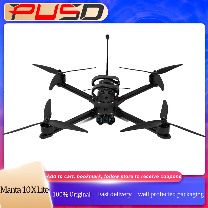 

PUSD Manta 10 X Lite 10-дюймовый FPV / BNF / дальнего действия / тяжелой нагрузки / аналоговый кинематографический дрон 5,8G VTX