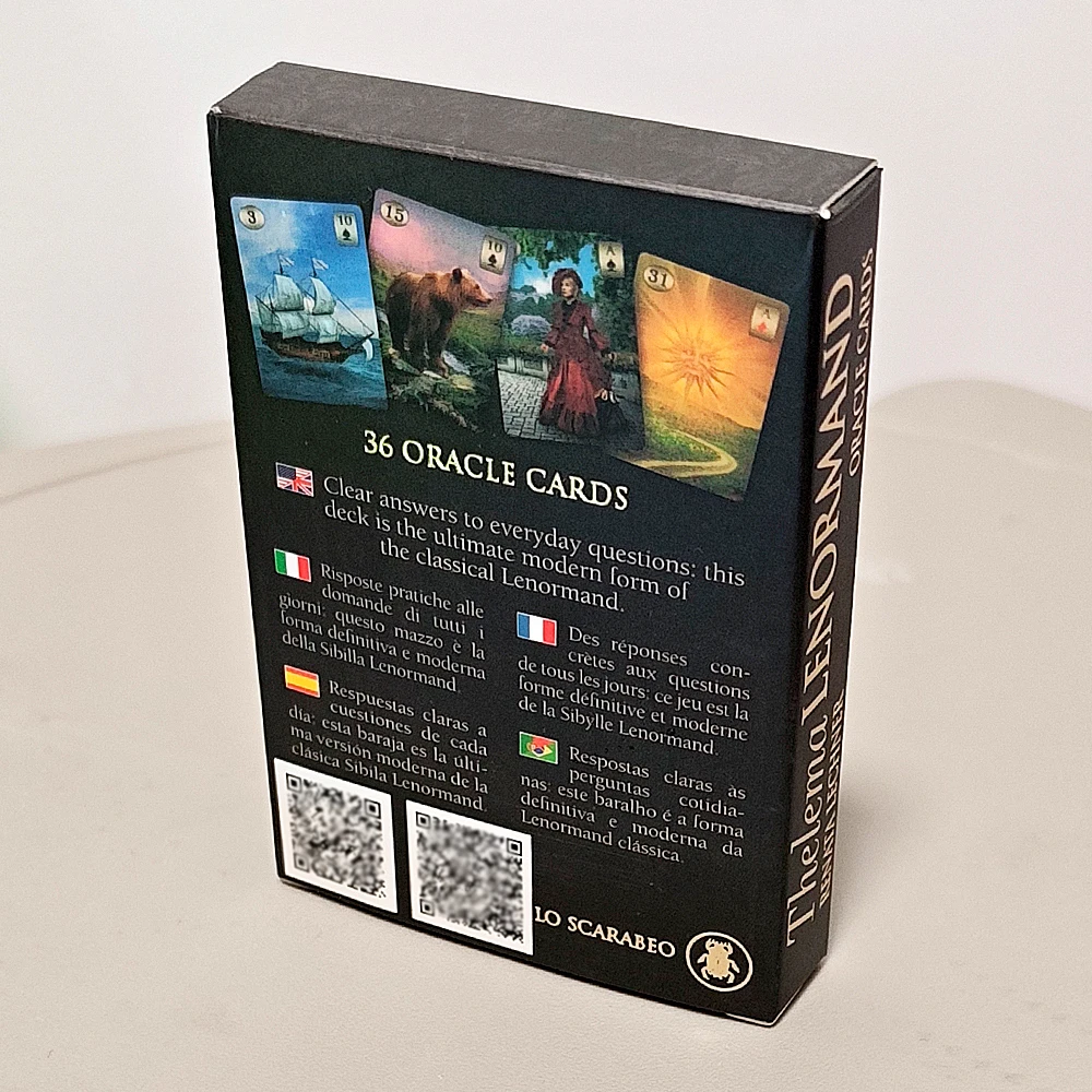 Double-embossed Cardstock 9*6cm Thelema Lenormand Oracle Deck 36 Esoteric Divination Cards for Daily Guidance