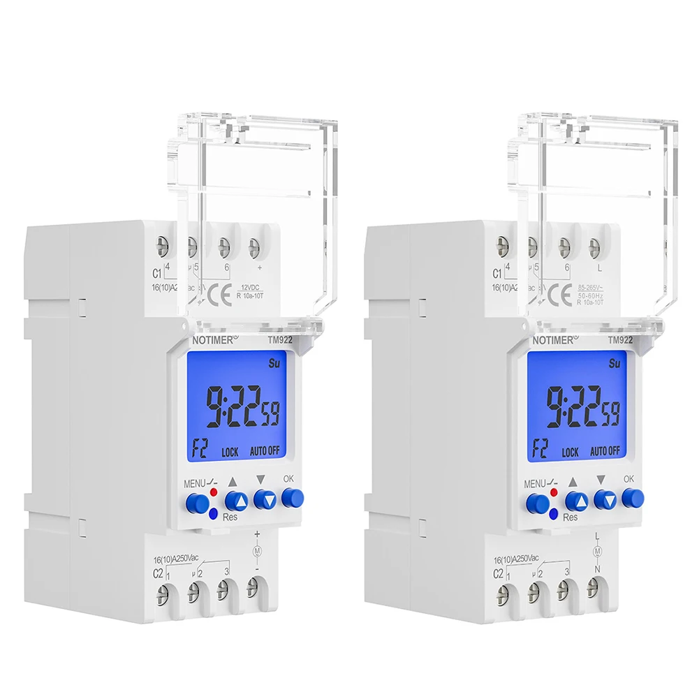 2 Channels Digital Timer Switch with Two Relay Independent Outputs 7 Days Programmable Time Switch Relay Electronic Time Clock