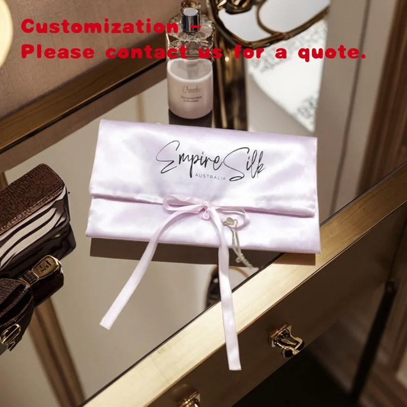

custom.Custom Silk Satin Envelope Jewelry Pouch Satin Silk Dust Bags Hair Screen Printing Satin Ribbon Pieces