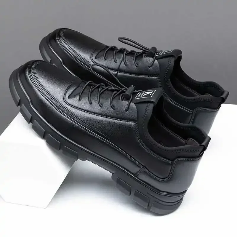 Casual Leather Shoes for Men Autumn Brand Men's Business Office Loafers Platform Mens' Soft Social Shoes Work Footwear