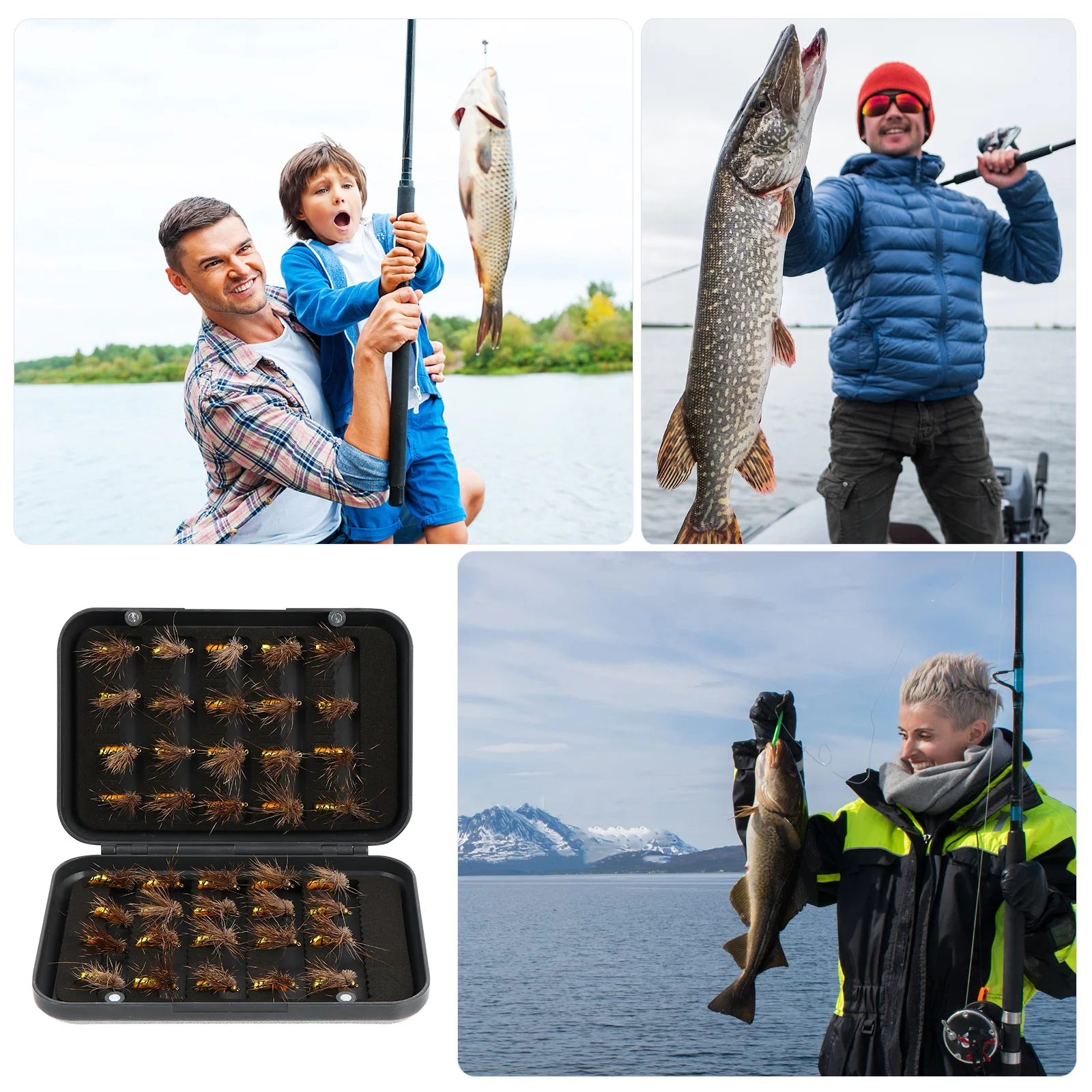 

40Pcs Fishing Fly Hook Baits Vivid Fly Shape Design Convenient Replace Included Storage Box Best Gift Fishing Hook