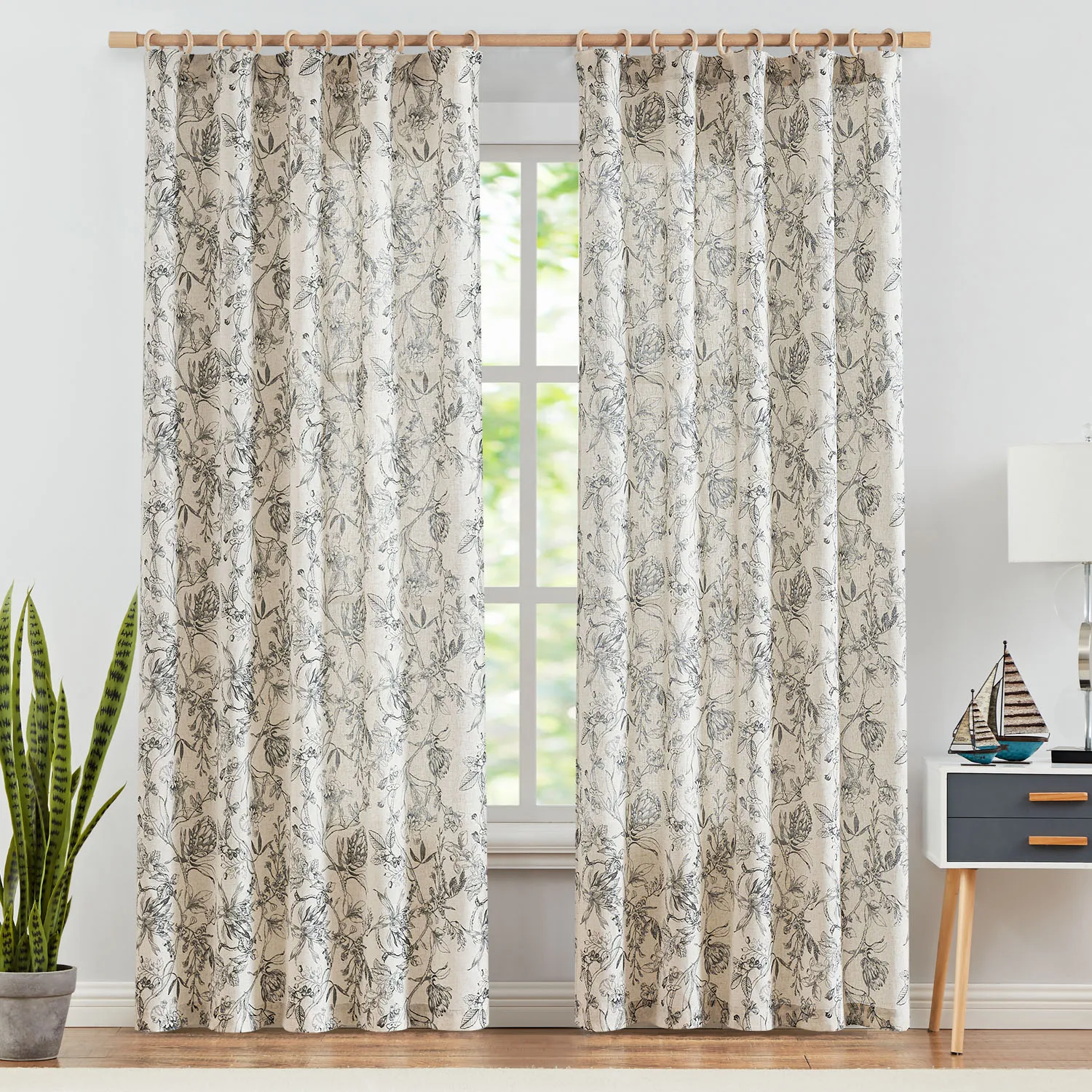 Jinchan Floral Curt…