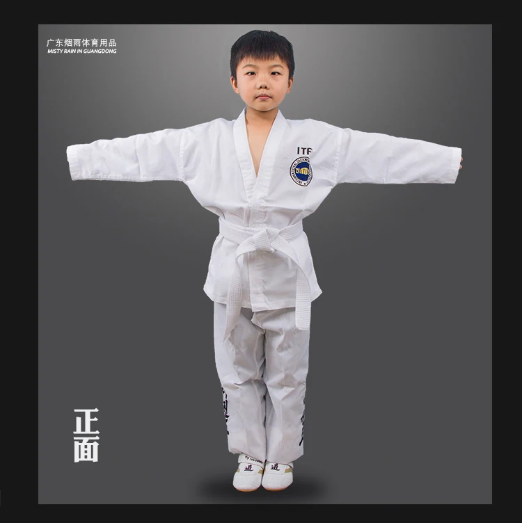 Professiona ITF Approve White Uniform Taekwondo Student Suit Kimono Martial Arts Taekwondo Clothes Long Sleeve Fitness
