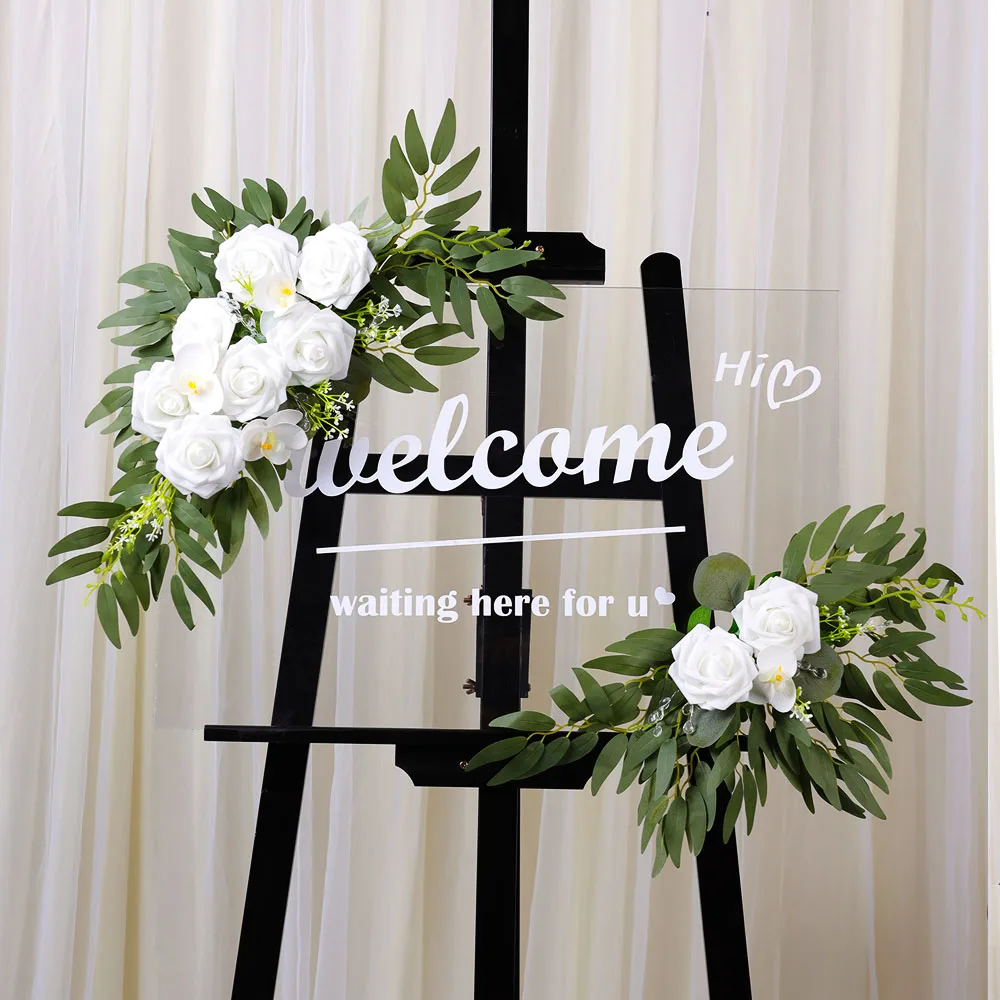 Artificial Wedding Arch Flowers Kit Boho Dusty Rose Lily tulip Eucalyptus Garland Drapes for Wedding Decorations Welcome Sign