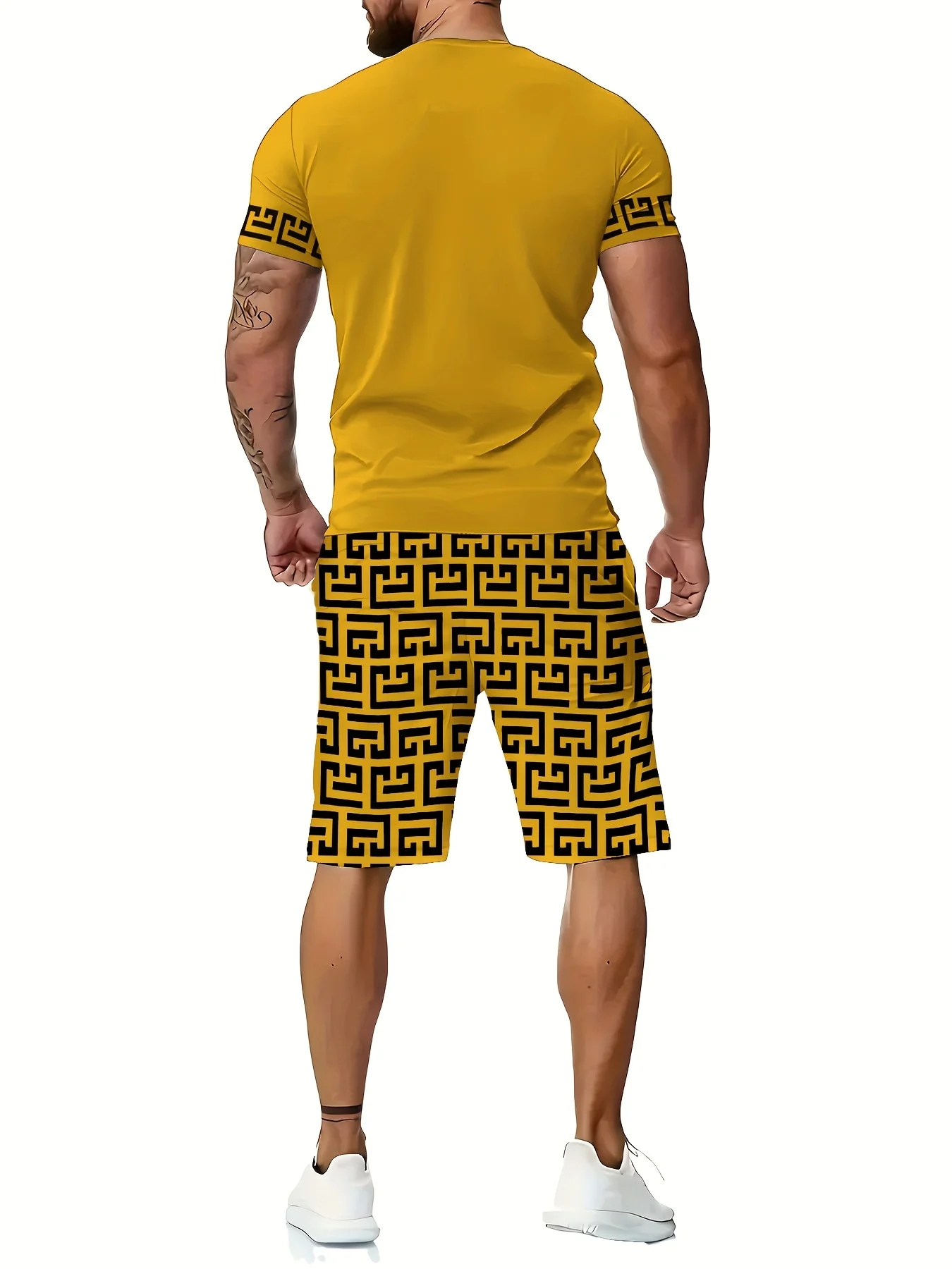 3D Printing Men's Casual Fashion Trend Classic Style Summer Cool And Breathable Short-Sleeved T-Shirt And Shorts Set view 3