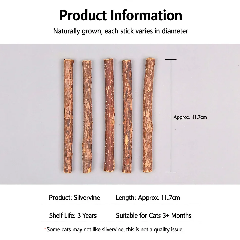 HOT Sale 5-20pcs Natural Matatabi Silvervine Sticks Catnip Molar Chew Toy for Kittens Pet Teeth Cleaning Cat Treats Pet Products