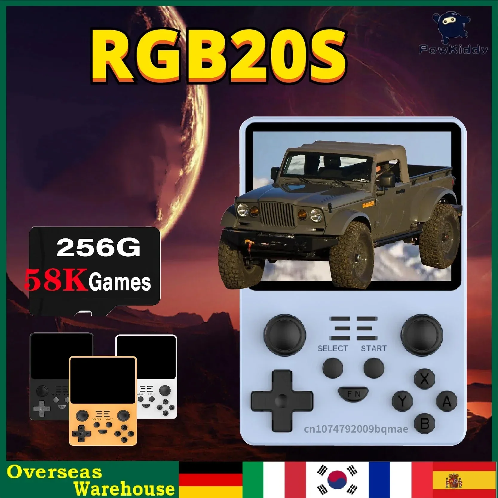 POWKIDDY RGB20S przenośna konsola do gier 3.5 Cal 4:3 ekran IPS Retro System Open Source RK3326 na dwie karty sim prezenty dla dzieci wideo