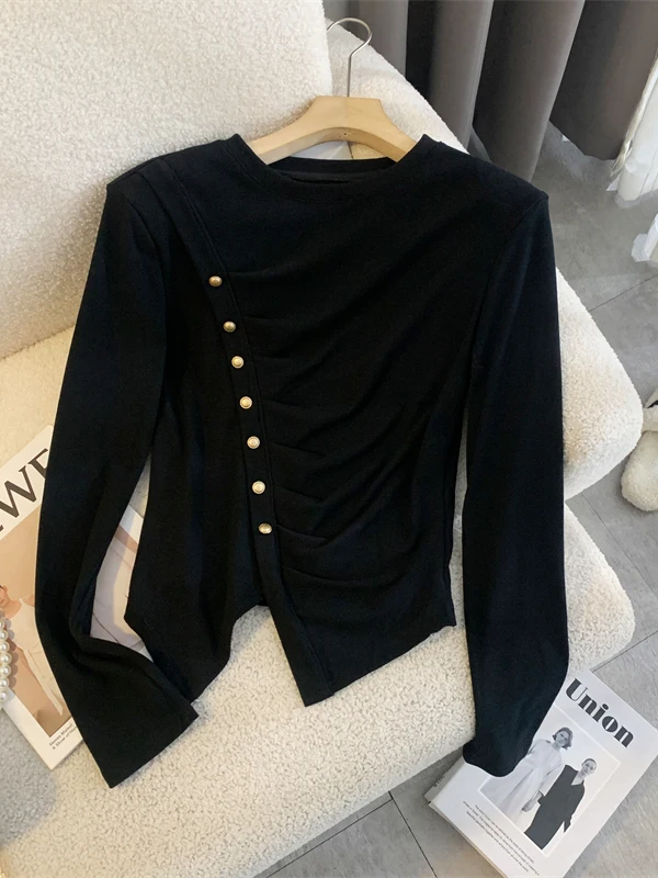 

Faionable Long Sve T-irt Women's Autumn Large Size Sli Versatile Design Sensation Trendy Age-Defng Top