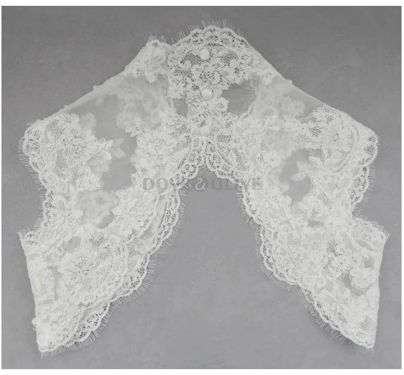 Keyhole Back Wedding Boleros Lace Appliques Bride Jackets Sleeveless Bridal Shrug Wedding Accessory Capes