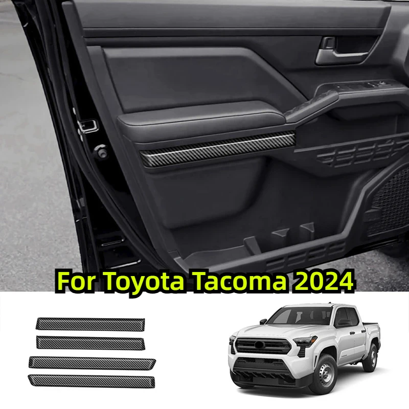 

Подходит для Toyota Tacoma 2024 ABS, Декоративная полоса для внутренней двери автомобиля, 4 двери, панель подлокотника, наклейки из углеродного волокна, аксессуары