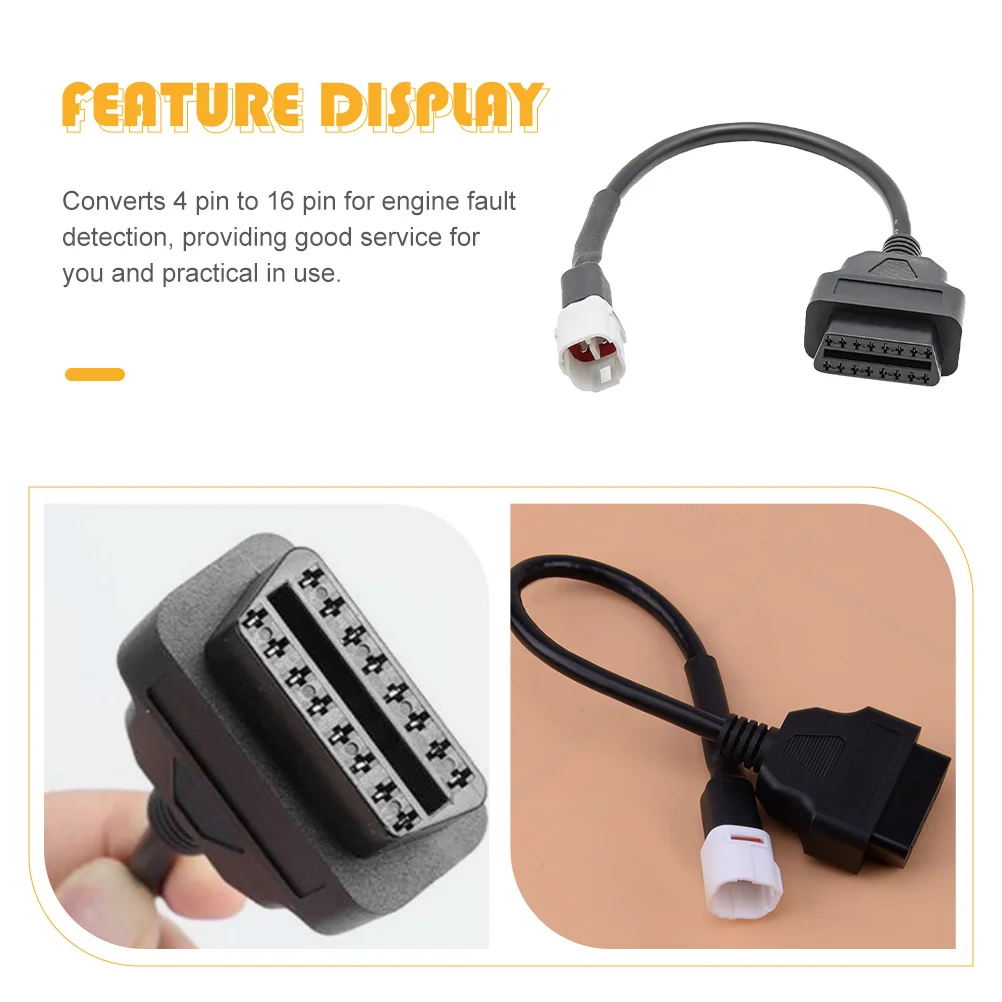 

Кабель обнаружения неисправностей мотоцикла, 4-контактный на 16-контактный прочный гибкий кабель-адаптер для диагностики неисправностей двигателя, легкий вес