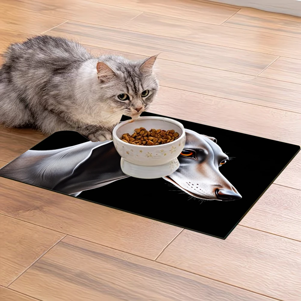 

Нескользящий коврик для кормления домашних животных с принтом в виде морды собаки породы грейхаунд, товары для животных, защита от брызг и скольжения, коврики для кошек и собак