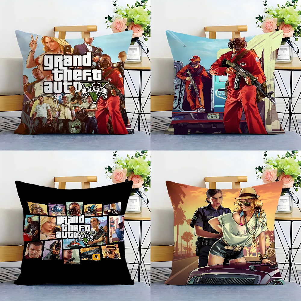 G-Gta5 Vice City G-Grand T-Theft Auto Pillow Case Plush Fabric Soft  Pillowcase Double Sided Print Cushion Cover Household Gifts