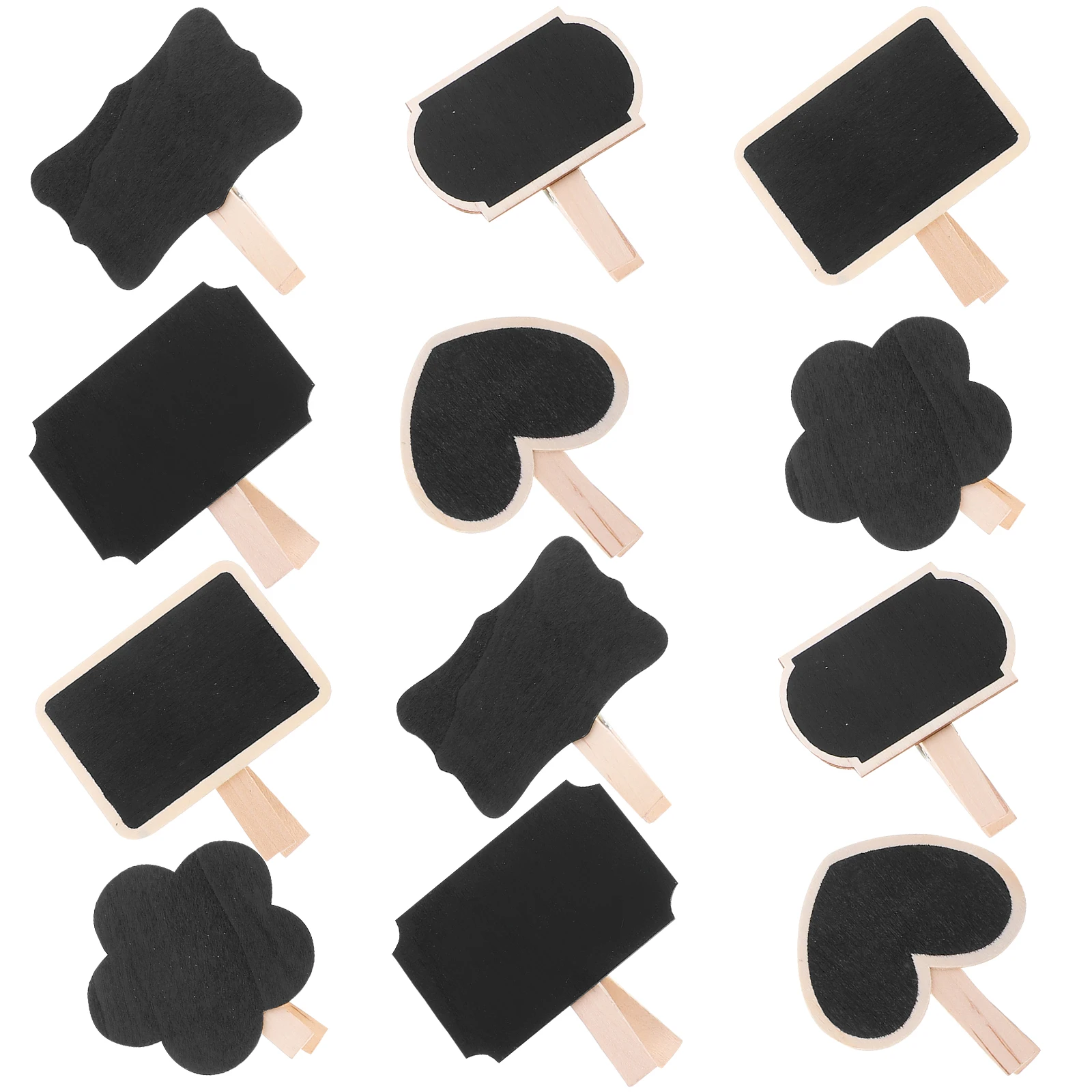 

30pcs Mini Chalkboard Signs Wooden Blackboard Clips Bill Food Marker Labels Garden Message Board Reusable Natural Wood