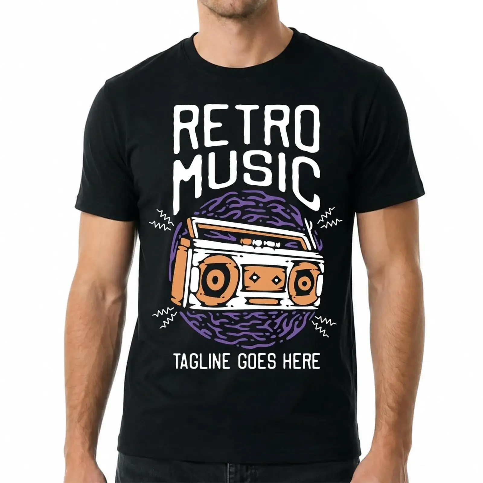 Savauhy Retro Music Boombox Men's  Casual T Shirt vintage Washed fashion Slightly Stretched Comfortable designer clothes