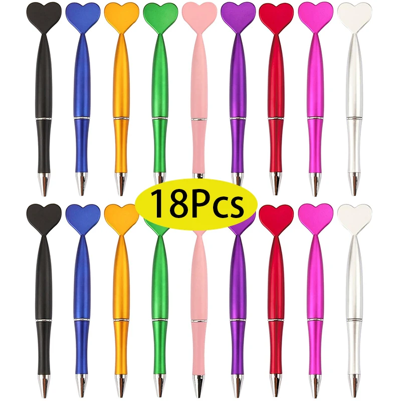 18Pcs Heart Shaped Ballpoint Pen Message Pens Multi-function Pen Cute Kids Pens Interesting Pen Heart-shaped Plastic Ball Pens