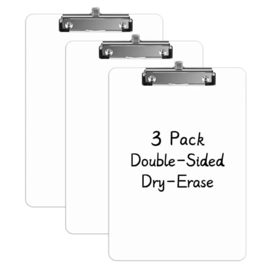 

Dry Erase Clipboard with Pen Holder, 8.5 x 11 Double-Sided White Boards for Classroom, Teacher, Students, Kid. Size 9 x 12.5 in