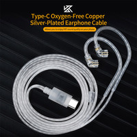 KZ Headphones Type-C Oxygen-Free Copper Silver-Plated Earphone Cable 0.75MM High-purity Gold-plated Pin