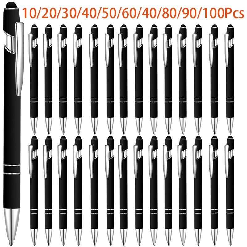 

Металлические шариковые ручки 2 в 1, 10-100 шт., многофункциональный шариковый стилус, ручка для мягкого сенсорного экрана