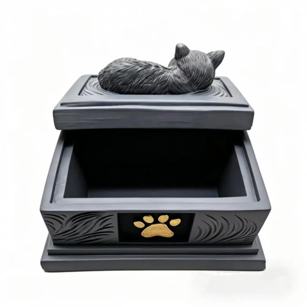 Urna Memorial para Animais de Estimação em Formato de Gato Adormecido, Urna de Cremação para Gatos e Cães, Caixa de Cinzas de Animais de Estimação, Presente de Luto por Perda de Animal de Estimação