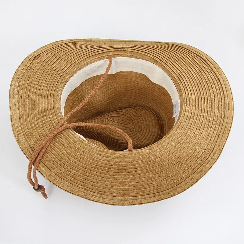 Men and Women Western Cowboy Hat Summer Beach Sun Hat Outdoor Fishing Hat Sun Protection Straw Hat Men\'s Courtesy Hat