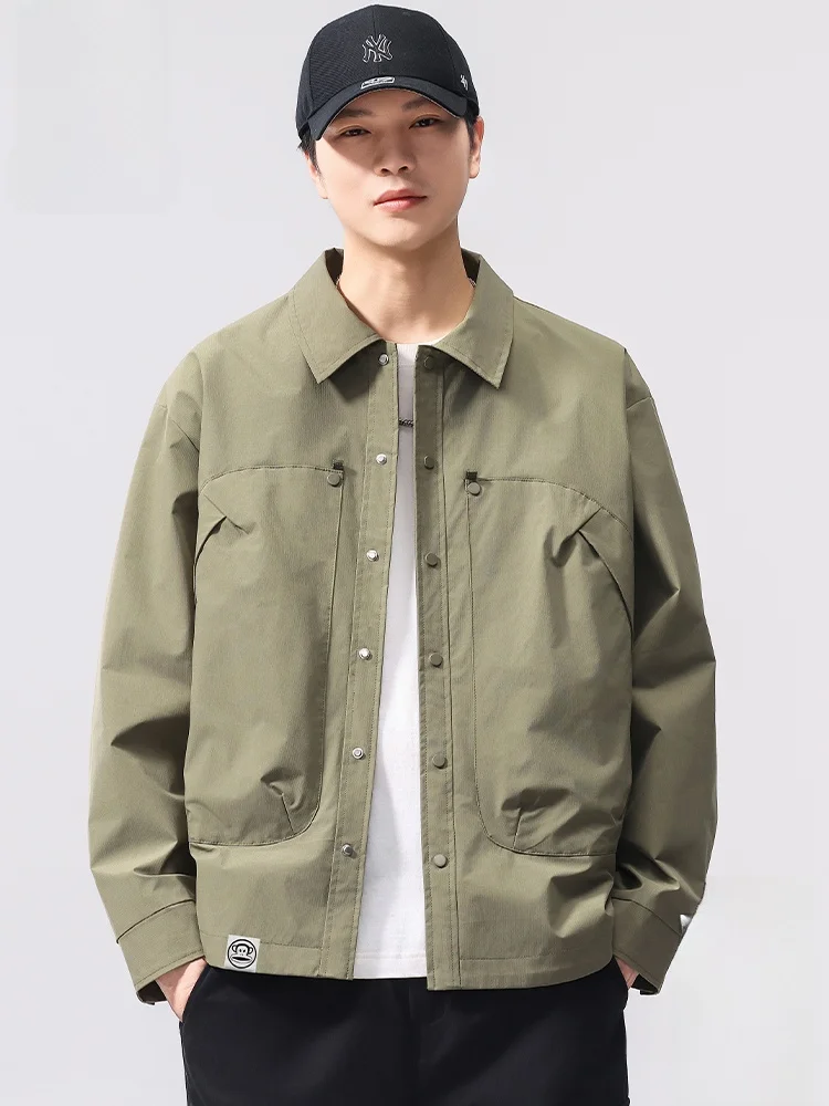 

PaulFrank American Sle Workwear Jaet Loose Fit with ket Design Men's Long Sve irt Coat for Autumn Casual Wear