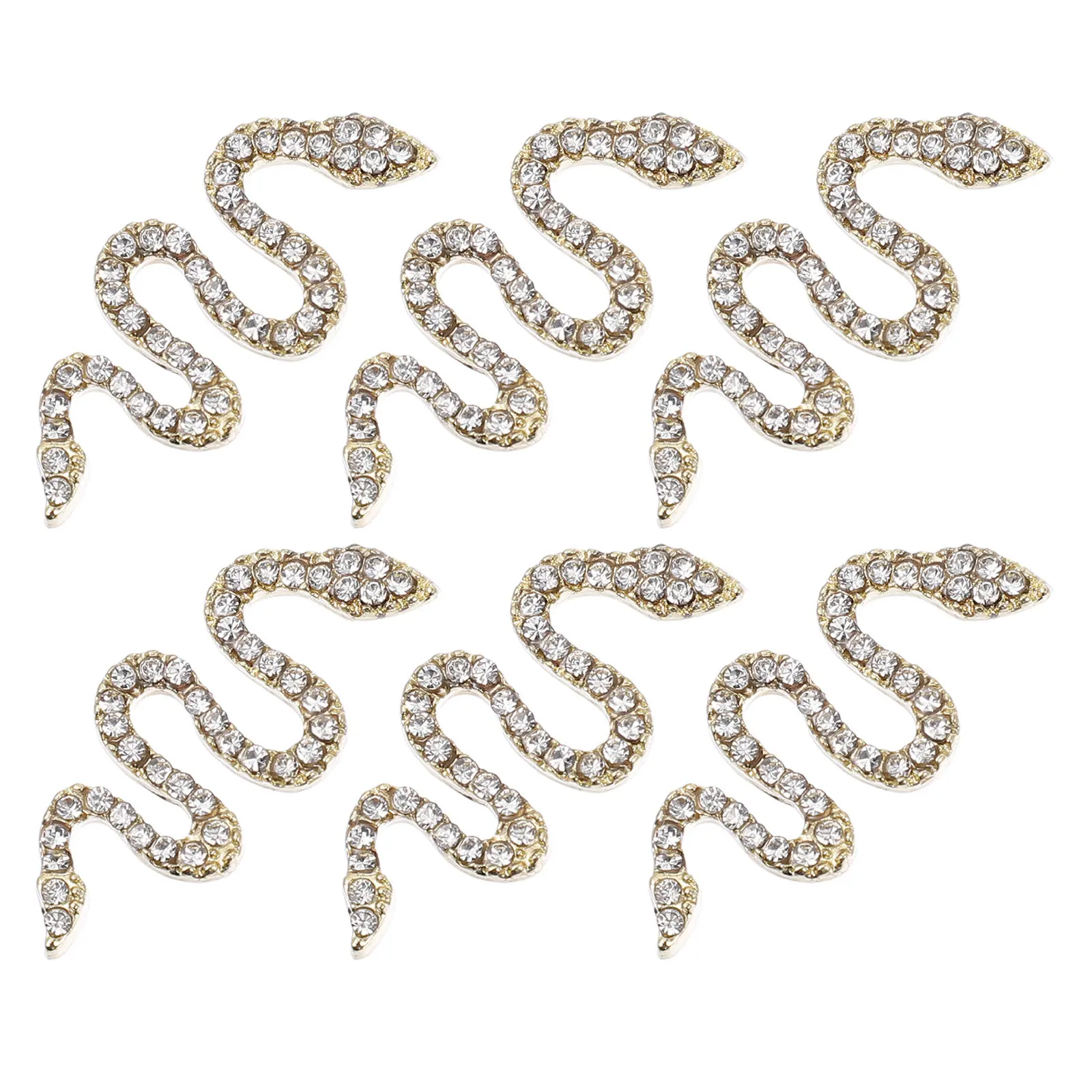6Pcs Nail Art Charms Snake Shape Zinc Alloy Durable Decoration DIY Nail Jewelry Manicure Charm Rhinestone Ornament