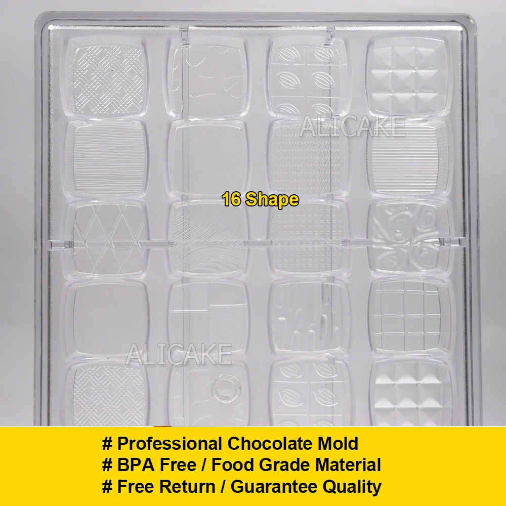 1Pcs Chocolate Molds Polycarbonate 32 Cavity Cube 16 Pattern Chocolate Candy Mold Baking Pastry Confectionery Utensils