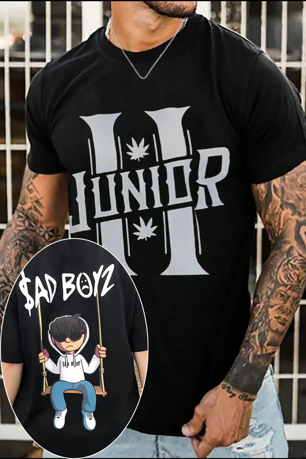 Fashion 2026 Junior H Sad Boy Printed Cotton T-shirt Men's Summer Casual Top Short Sleeve Classic Male Women Tee Unisex