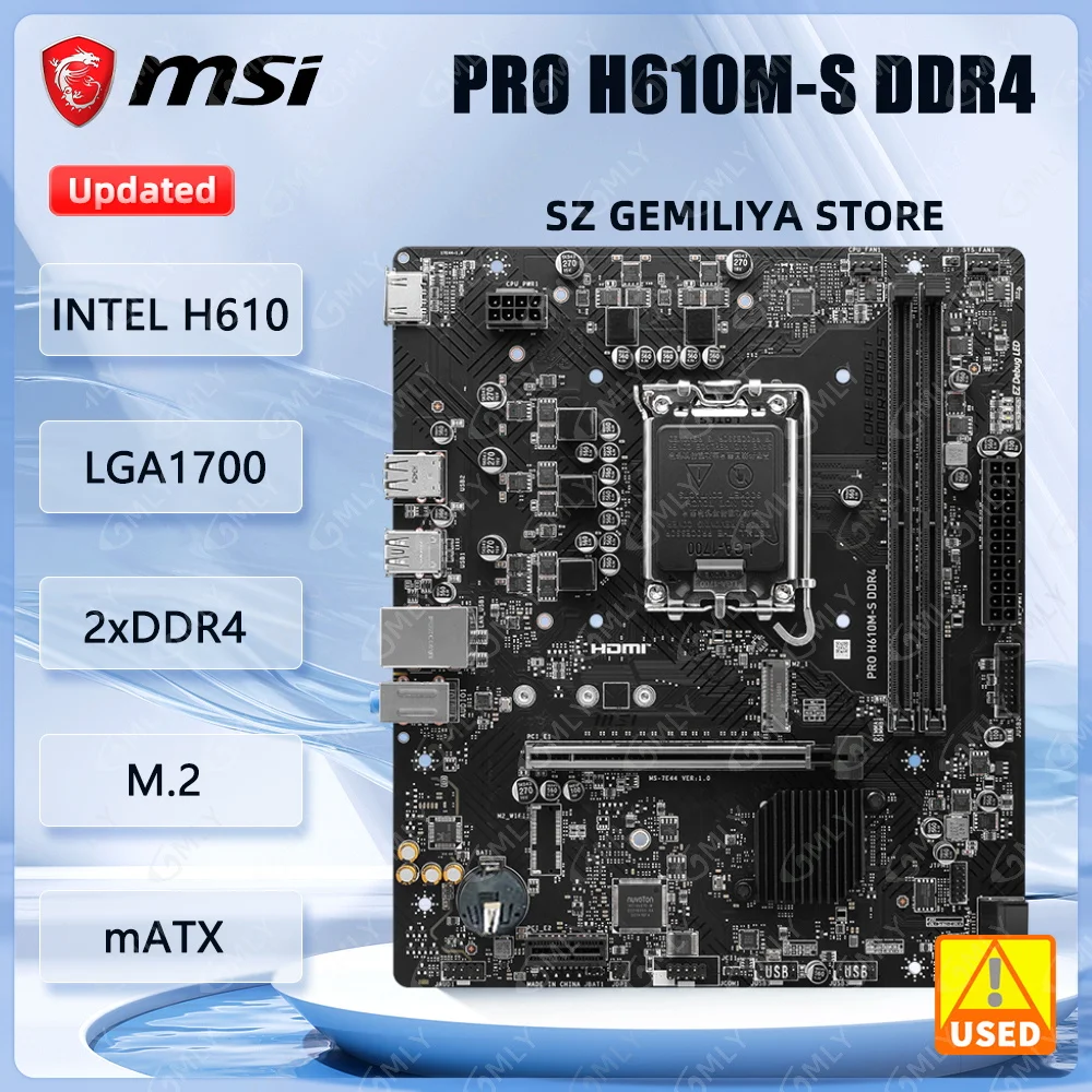 MSI PRO H610M-S DDR4 Motherboard 1700 Intel H610 DDR4 64GB Mirco-ATX support i9-14900 i5-14400 i5-13600 i7-12700T  i5-12500 cpu