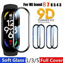 Película de cristal 9D para Xiaomi Mi Band 8, 7, 6, 5, para Mi Protector de pantalla Band 6, 5, 4, funda protectora completa, correa de pulsera