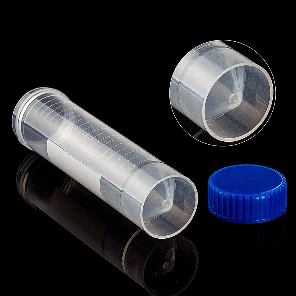 Superior-50 Pieces Of 50 Ml Plastic Centrifuge Tubes With Blue Screw Caps And Conical Bottom, Frayed Plastic Test Tubes