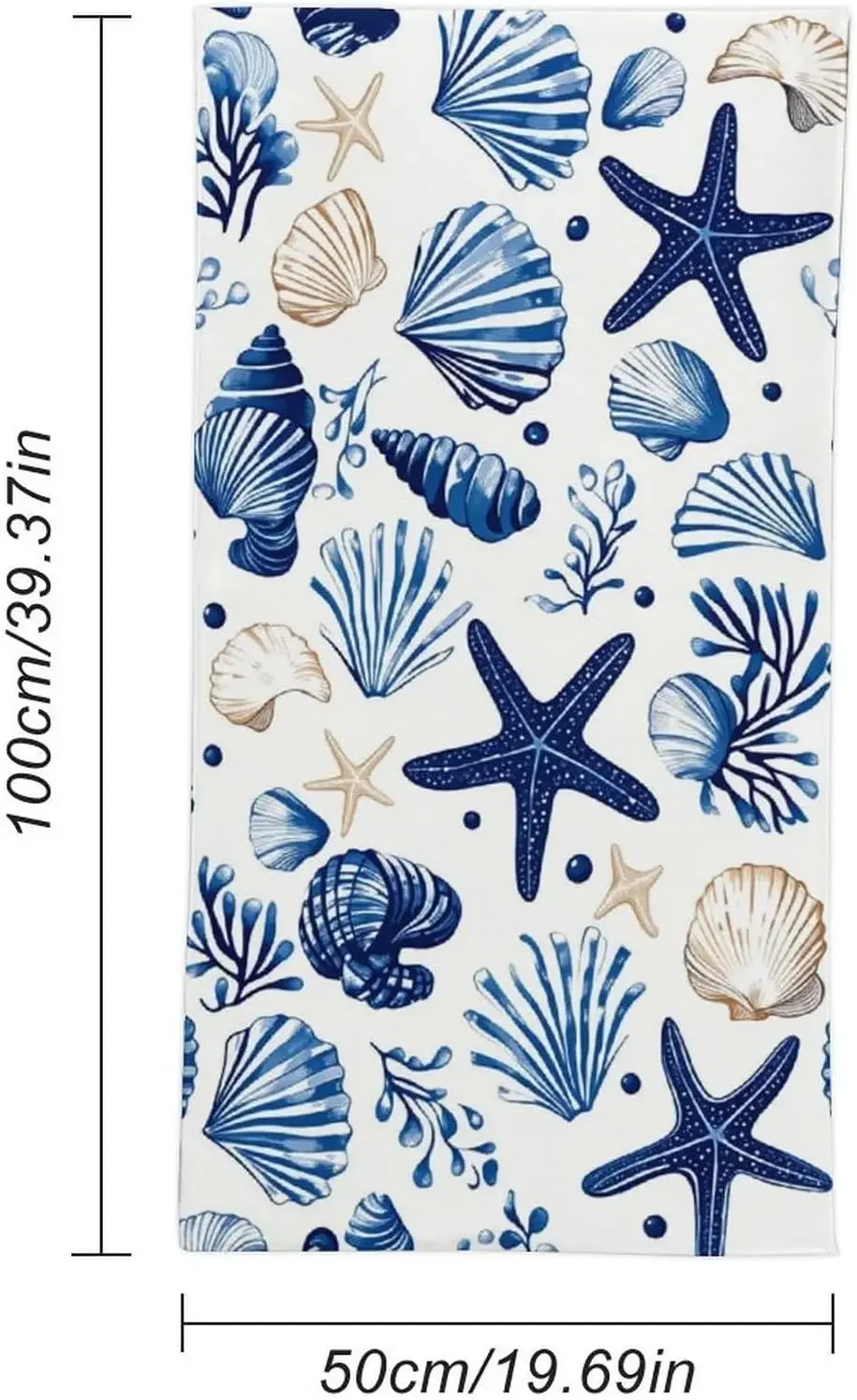 Chic Beach Towel Ocean Print Bathroom Linens Tropical Sea Life Decor Starfish Seashells Bathmat Spa Gift For Summer Vacation Hom