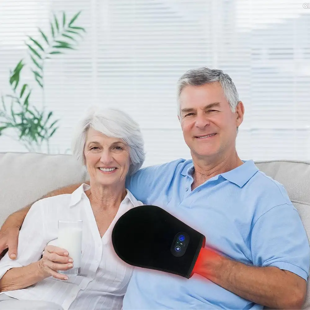 무선 충전식 660nm & 850nm 적색 및 적외선 광선 치료 장갑 (손 관절염, 손가락, 손목 통증 완화용)