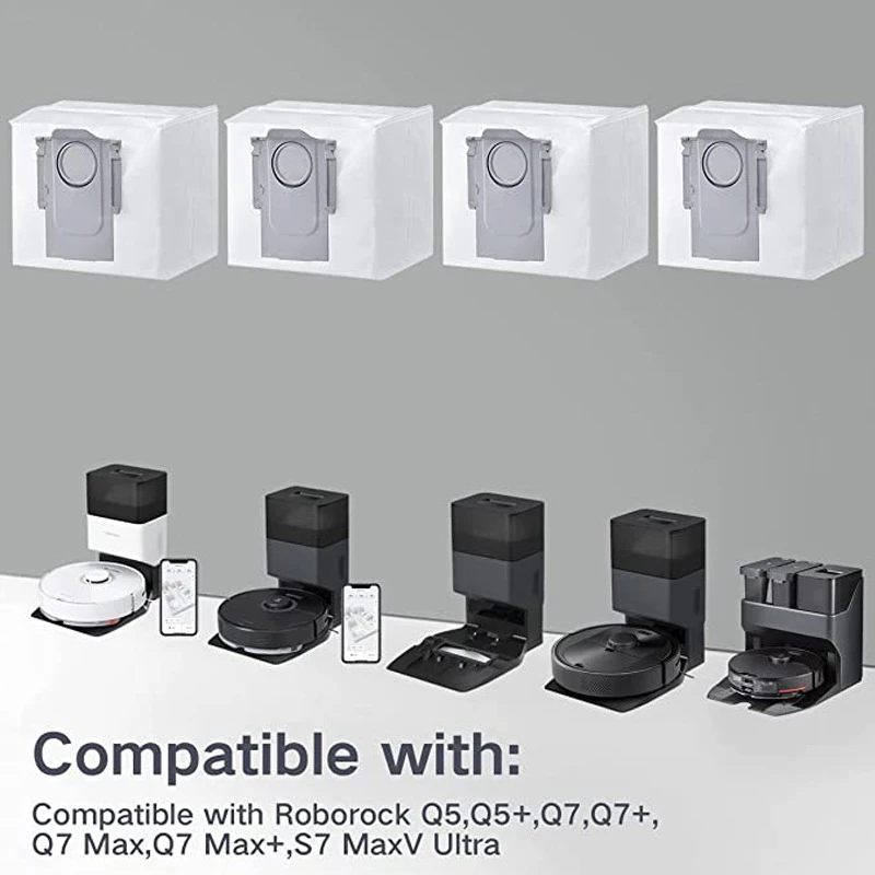 Roborock S7 pro ultra / S7 MaxV 울트라 로봇 진공 청소기 용 먼지 봉투, Q5 + / Q7 + / Q7 Max + T8 G10S 프로 쓰레기 봉투 교체용