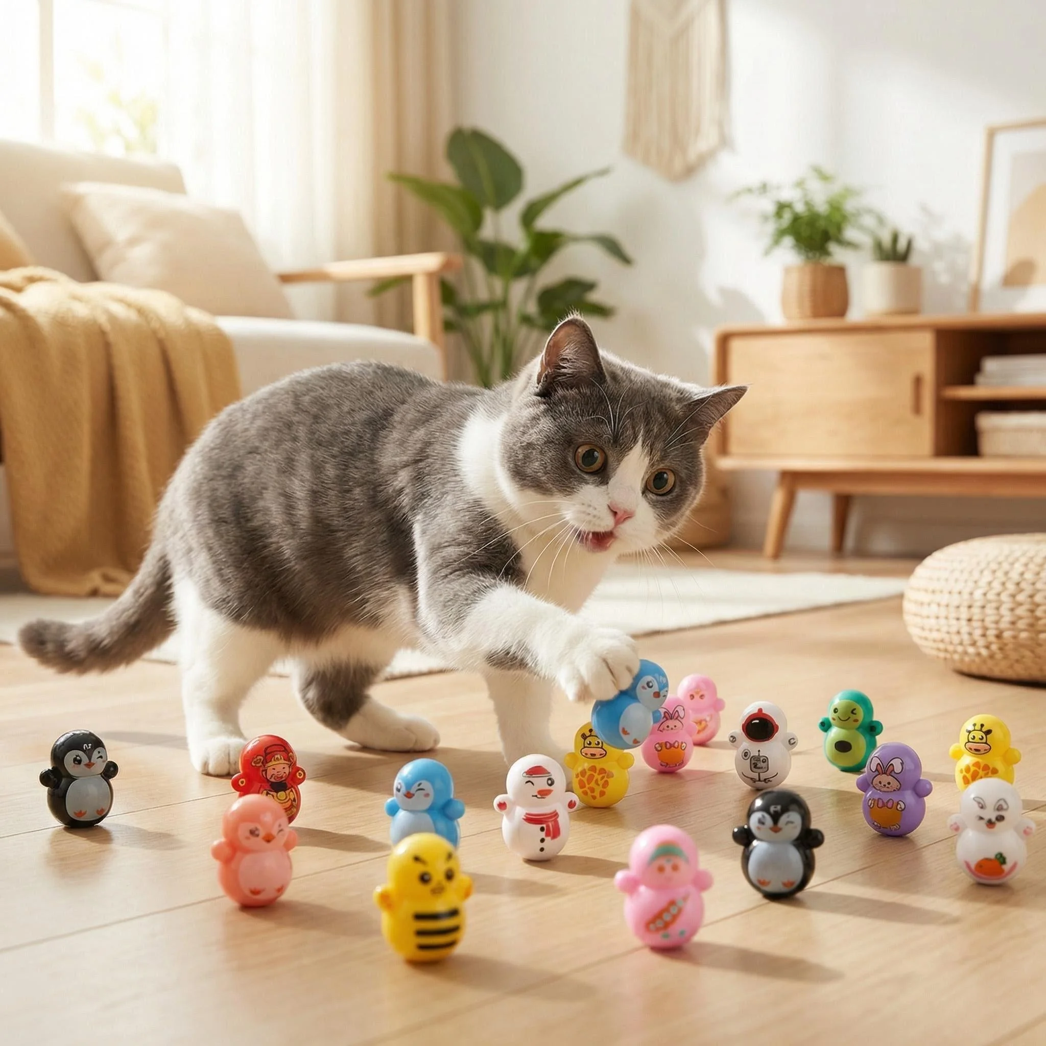3-200 Pièces Mini Jouets Roulants pour Chats, Styles Variés, Jouets pour Chats en Plastique Durable, Jeux Interactifs pour Chats
