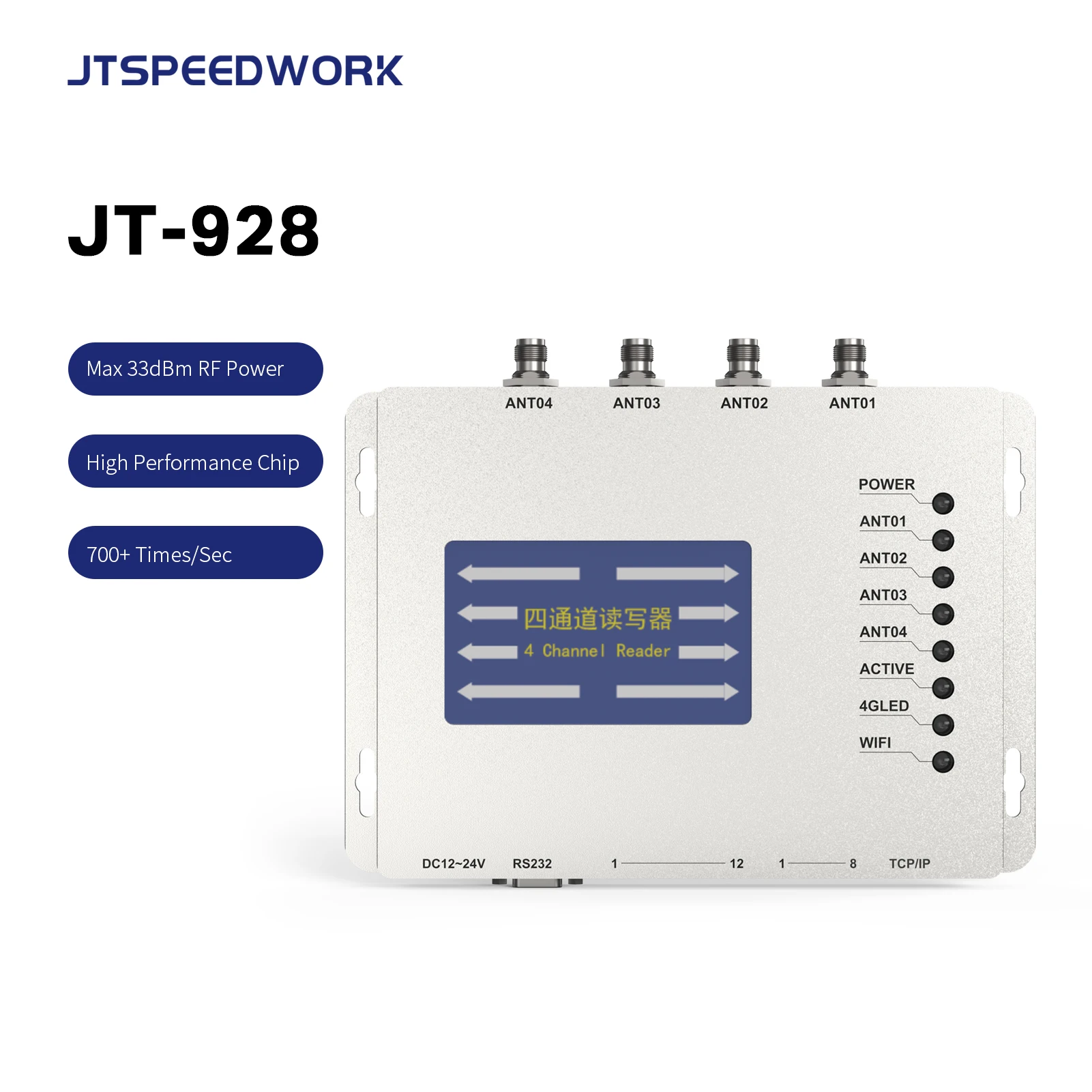 Personal Warehouse management IMPINJ R2000 4 channel long ranger reader 0-250 tags RS232 & WIFI 4port Reader