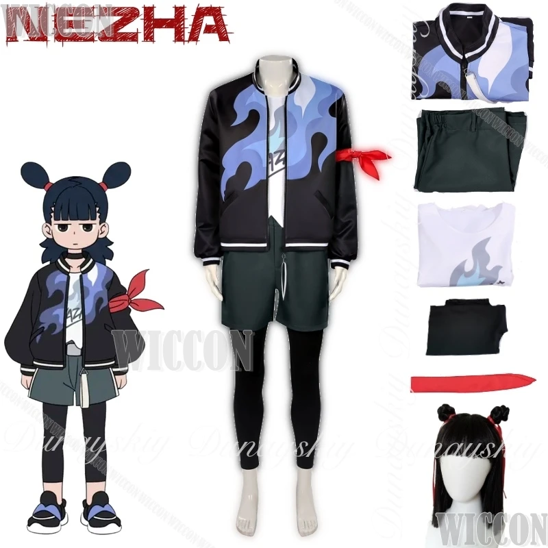 

The Legend of Hei Ⅱ Anime Nezha Cosplay One Of Four Deities With Black Wig With Baseball Jacket Shorts Cosplay Costume Full Suit