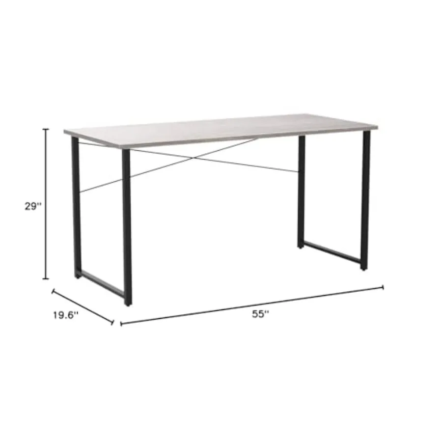 55 Inch Computer Desk with Modern Simple Style Ideal for Home Office Study and Student Writing Spaces Features Grey Oak Finish